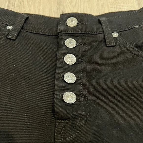 7 For All Mankind High Waisted Button Up Black Jean Shorts size 27 - Picture 6 of 8